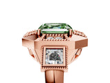 Rose gold Milgrain Fancy Green Asscher Cut Diamond Halo Split Shank Ring_5