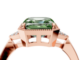 Rose gold Milgrain Fancy Green Asscher  Cut Diamond Ring with Tapered Pave Band and Four Prong Setting_21