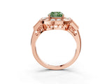 Rose gold Milgrain Fancy Green Cushion Cut Diamond Halo Split Shank Ring_3