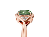Rose gold Milgrain Fancy Green Cushion  Cut Diamond Ring with Tapered Pave Band and Four Prong Setting_8