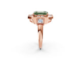 Rose gold Milgrain Fancy Green Emerald Cut Diamond Halo Split Shank Ring_2
