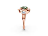 Rose gold Milgrain Fancy Green Heart Cut Diamond Halo Split Shank Ring_14