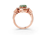 Rose gold Milgrain Fancy Green Heart Cut Diamond Halo Split Shank Ring_15