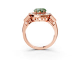 Rose gold Milgrain Fancy Green Heart Cut Diamond Halo Split Shank Ring_9