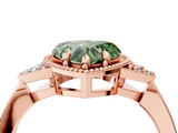 Rose gold Milgrain Fancy Green Heart  Cut Diamond Ring with Tapered Pave Band and Four Prong Setting_21