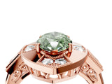 Rose gold Milgrain Fancy Green Marquise Cut Diamond Halo Split Shank Ring_4