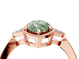 Rose gold Milgrain Fancy Green Marquise  Cut Diamond Ring with Tapered Pave Band and Four Prong Setting_7