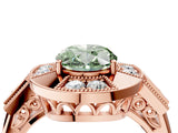 Rose gold Milgrain Fancy Green Oval Cut Diamond Halo Split Shank Ring_4