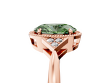 Rose gold Milgrain Fancy Green Oval  Cut Diamond Ring with Tapered Pave Band and Four Prong Setting_8