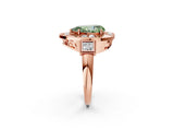 Rose gold Milgrain Fancy Green Pear Cut Diamond Halo Split Shank Ring_8
