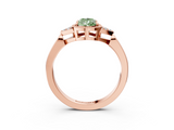 Rose gold Milgrain Fancy Green Pear  Cut Diamond Ring with Tapered Pave Band and Four Prong Setting_6