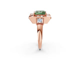 Rose gold Milgrain Fancy Green Princess Cut Diamond Halo Split Shank Ring_2