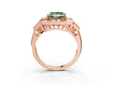 Rose gold Milgrain Fancy Green Princess Cut Diamond Halo Split Shank Ring_3