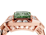 Rose gold Milgrain Fancy Green Princess Cut Diamond Halo Split Shank Ring_4