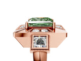 Rose gold Milgrain Fancy Green Princess Cut Diamond Halo Split Shank Ring_5