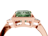Rose gold Milgrain Fancy Green Princess  Cut Diamond Ring with Tapered Pave Band and Four Prong Setting_21