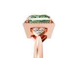 Rose gold Milgrain Fancy Green Princess  Cut Diamond Ring with Tapered Pave Band and Four Prong Setting_22
