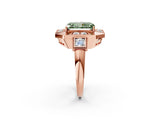 Rose gold Milgrain Fancy Green Radiant Cut Diamond Halo Split Shank Ring_2