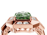 Rose gold Milgrain Fancy Green Radiant Cut Diamond Halo Split Shank Ring_4