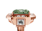 Rose gold Milgrain Fancy Green Radiant Cut Diamond Halo Split Shank Ring_5