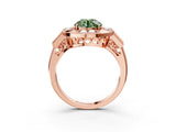 Rose gold Milgrain Fancy Green Round Cut Diamond Halo Split Shank Ring_15