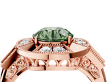 Rose gold Milgrain Fancy Green Round Cut Diamond Halo Split Shank Ring_16