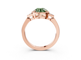 Rose gold Milgrain Fancy Green Round  Cut Diamond Ring with Tapered Pave Band and Four Prong Setting_6