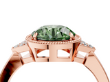 Rose gold Milgrain Fancy Green Round  Cut Diamond Ring with Tapered Pave Band and Four Prong Setting_7