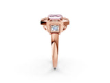 Rose gold Milgrain Fancy Pink Asscher Cut Diamond Halo Split Shank Ring_2