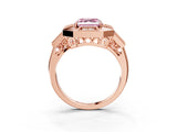 Rose gold Milgrain Fancy Pink Asscher Cut Diamond Halo Split Shank Ring_3