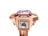 Rose gold Milgrain Fancy Pink Asscher Cut Diamond Halo Split Shank Ring_5