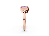 Rose gold Milgrain Fancy Pink Asscher  Cut Diamond Ring with Tapered Pave Band and Four Prong Setting_19
