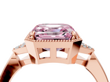 Rose gold Milgrain Fancy Pink Asscher  Cut Diamond Ring with Tapered Pave Band and Four Prong Setting_21