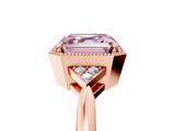Rose gold Milgrain Fancy Pink Asscher  Cut Diamond Ring with Tapered Pave Band and Four Prong Setting_22