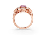 Rose gold Milgrain Fancy Pink Cushion Cut Diamond Halo Split Shank Ring_3