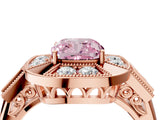 Rose gold Milgrain Fancy Pink Cushion Cut Diamond Halo Split Shank Ring_4