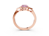 Rose gold Milgrain Fancy Pink Cushion  Cut Diamond Ring with Tapered Pave Band and Four Prong Setting_6