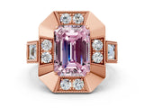 Rose gold Milgrain Fancy Pink Emerald Cut Diamond Halo Split Shank Ring