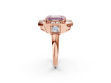 Rose gold Milgrain Fancy Pink Emerald Cut Diamond Halo Split Shank Ring_2