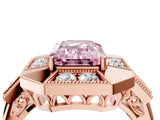 Rose gold Milgrain Fancy Pink Emerald Cut Diamond Halo Split Shank Ring_4