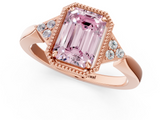 Rose gold Milgrain Fancy Pink Emerald  Cut Diamond Ring with Tapered Pave Band and Four Prong Setting_4