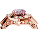 Rose gold Milgrain Fancy Pink Heart Cut Diamond Halo Split Shank Ring_10