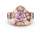 Rose gold Milgrain Fancy Pink Heart Cut Diamond Halo Split Shank Ring_12