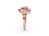 Rose gold Milgrain Fancy Pink Heart Cut Diamond Halo Split Shank Ring_14