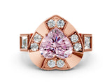 Rose gold Milgrain Fancy Pink Heart Cut Diamond Halo Split Shank Ring_6
