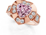 Rose gold Milgrain Fancy Pink Heart Cut Diamond Halo Split Shank Ring_7