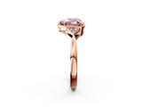 Rose gold Milgrain Fancy Pink Heart  Cut Diamond Ring with Tapered Pave Band and Four Prong Setting_5