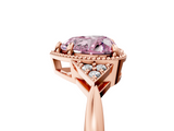 Rose gold Milgrain Fancy Pink Heart  Cut Diamond Ring with Tapered Pave Band and Four Prong Setting_8