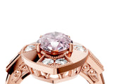 Rose gold Milgrain Fancy Pink Marquise Cut Diamond Halo Split Shank Ring_4