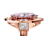Rose gold Milgrain Fancy Pink Marquise Cut Diamond Halo Split Shank Ring_5
